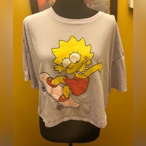 Forever 21 Plus Purple Cropped Lisa Simpson Skateboard Tee 0X